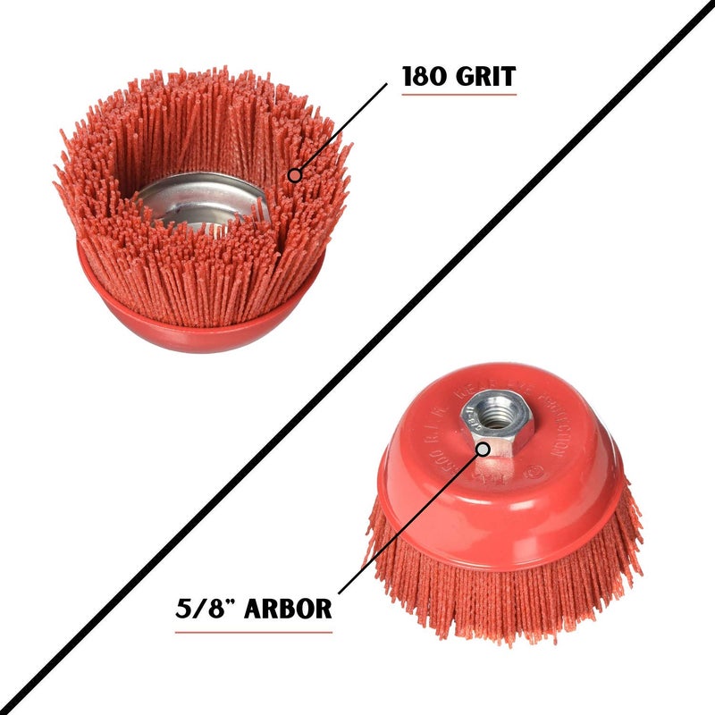 AL's Liner Abrasive 180 Grit Nylon Bristle Cup Brush - 4 Inch - Safe for Use on Metal, Wood, Aluminum and Plastic Surfaces (TOOR4) - Image 4